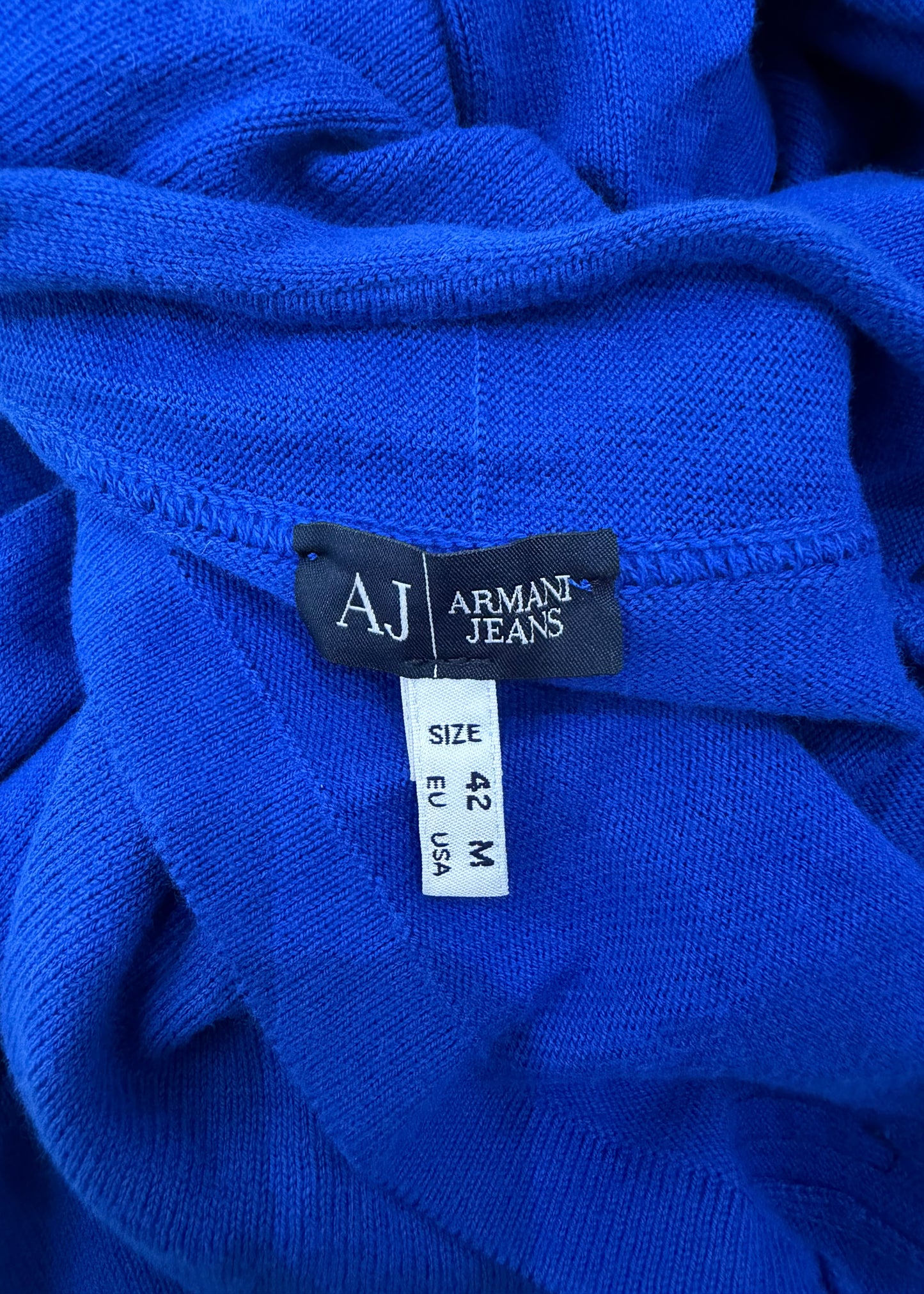 small/medium blue armani crossover knit top