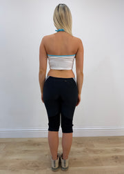 small/medium blue cropped halterneck top