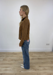 Small tan Esprit leather asymmetric zip jacket side