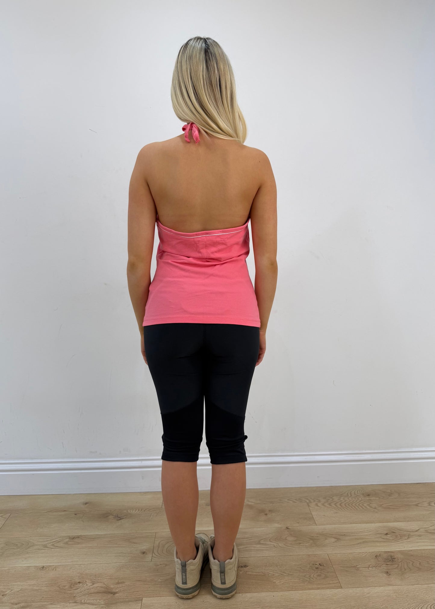 medium coral pink halterneck top