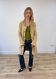 medium cream faux fur trim coat image 3
