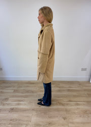 medium cream faux fur trim coat image 5