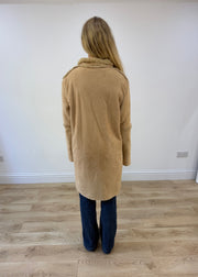 medium cream faux fur trim coat image 7