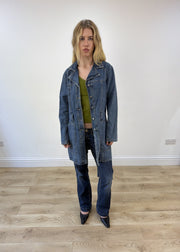 medium blue longline denim jacket photo 4