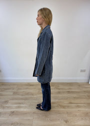 medium blue longline denim jacket photo 5