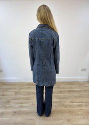 medium blue longline denim jacket photo 7