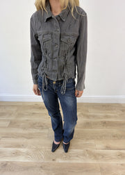 small grey denim lace-up jacket photo 2