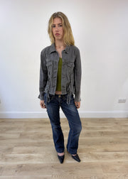small grey denim lace-up jacket photo 4