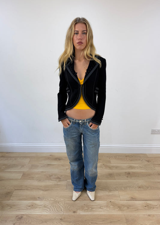 small/medium black kookai fitted blazer image 1