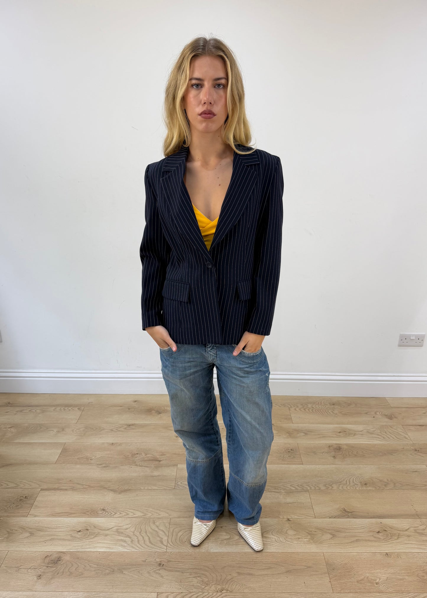 small/medium navy kookai pinstripe set image 1
