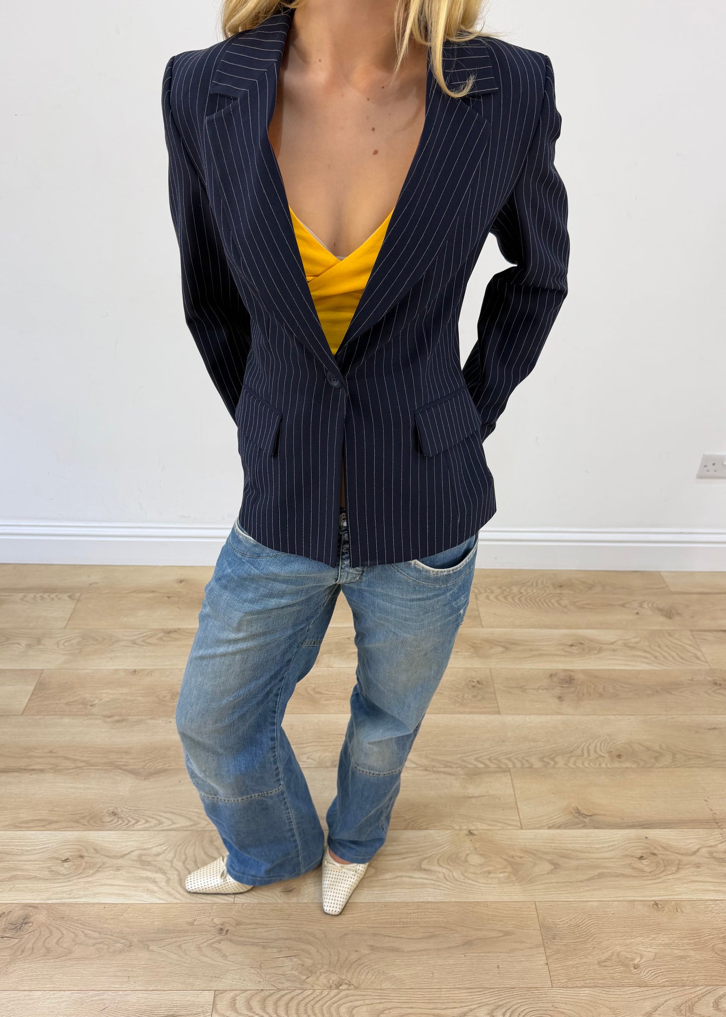 small/medium navy kookai pinstripe set image 5
