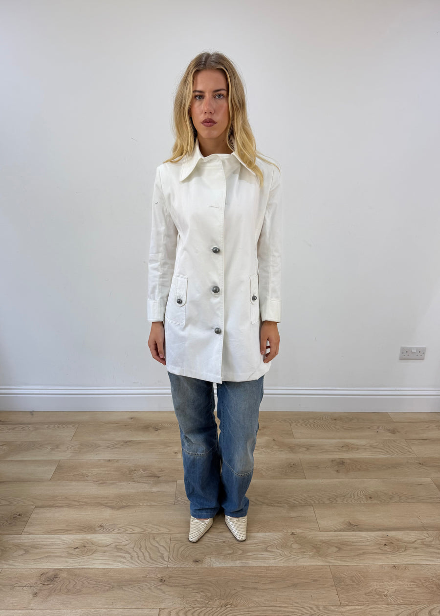 small white button-up blazer jacket image 1