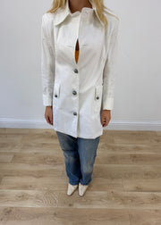 small white button-up blazer jacket image 5