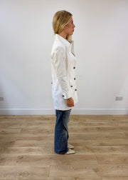 small white button-up blazer jacket image 7