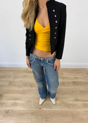 small black military button jacket image 2