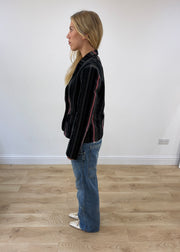 medium black and pink open fashion club pinstripe blazer image 6