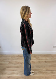 medium black and pink open fashion club pinstripe blazer image 7