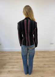 medium black and pink open fashion club pinstripe blazer image 8