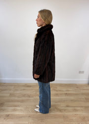 medium brown button-up faux fur coat image 6