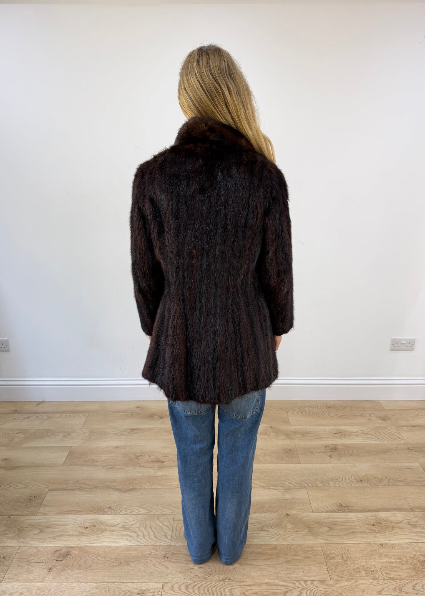 medium brown button-up faux fur coat image 8