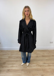 small/medium black burberry cropped trench coat image 1