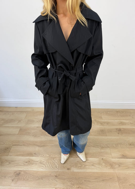 small/medium black burberry cropped trench coat image 2