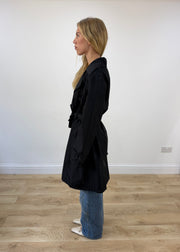 small/medium black burberry cropped trench coat image 6