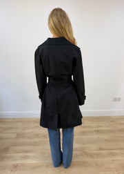 small/medium black burberry cropped trench coat image 8