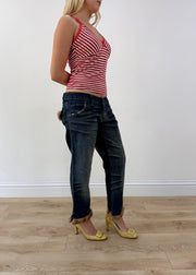 small red and white enzzo stripy tank top