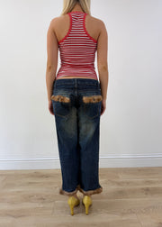 small red and white enzzo stripy tank top
