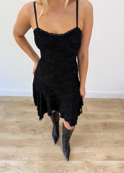 extra small black asymmetric midi dress aesthetic headless