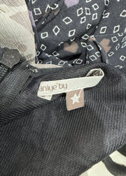 extra small grey midi dress with mesh overlay care label