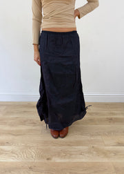extra small navy blue maxi skirt aesthetic headless