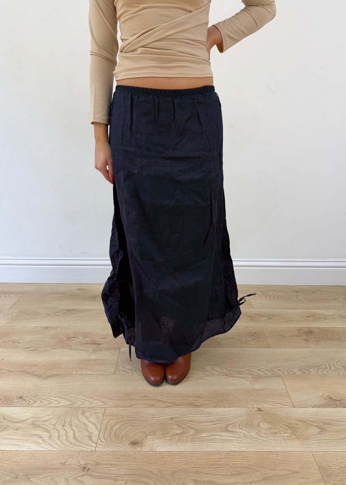 extra small navy blue maxi skirt aesthetic headless