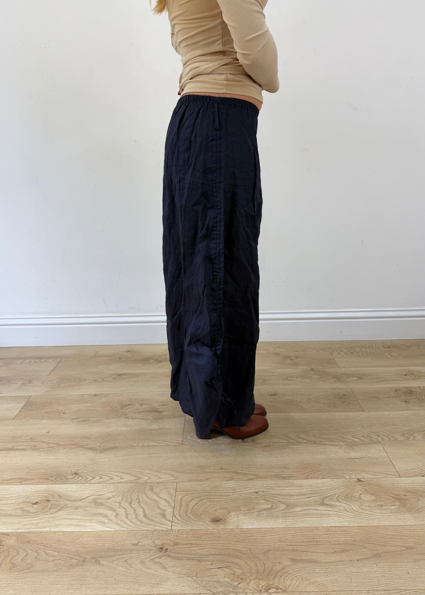 extra small navy blue maxi skirt other side