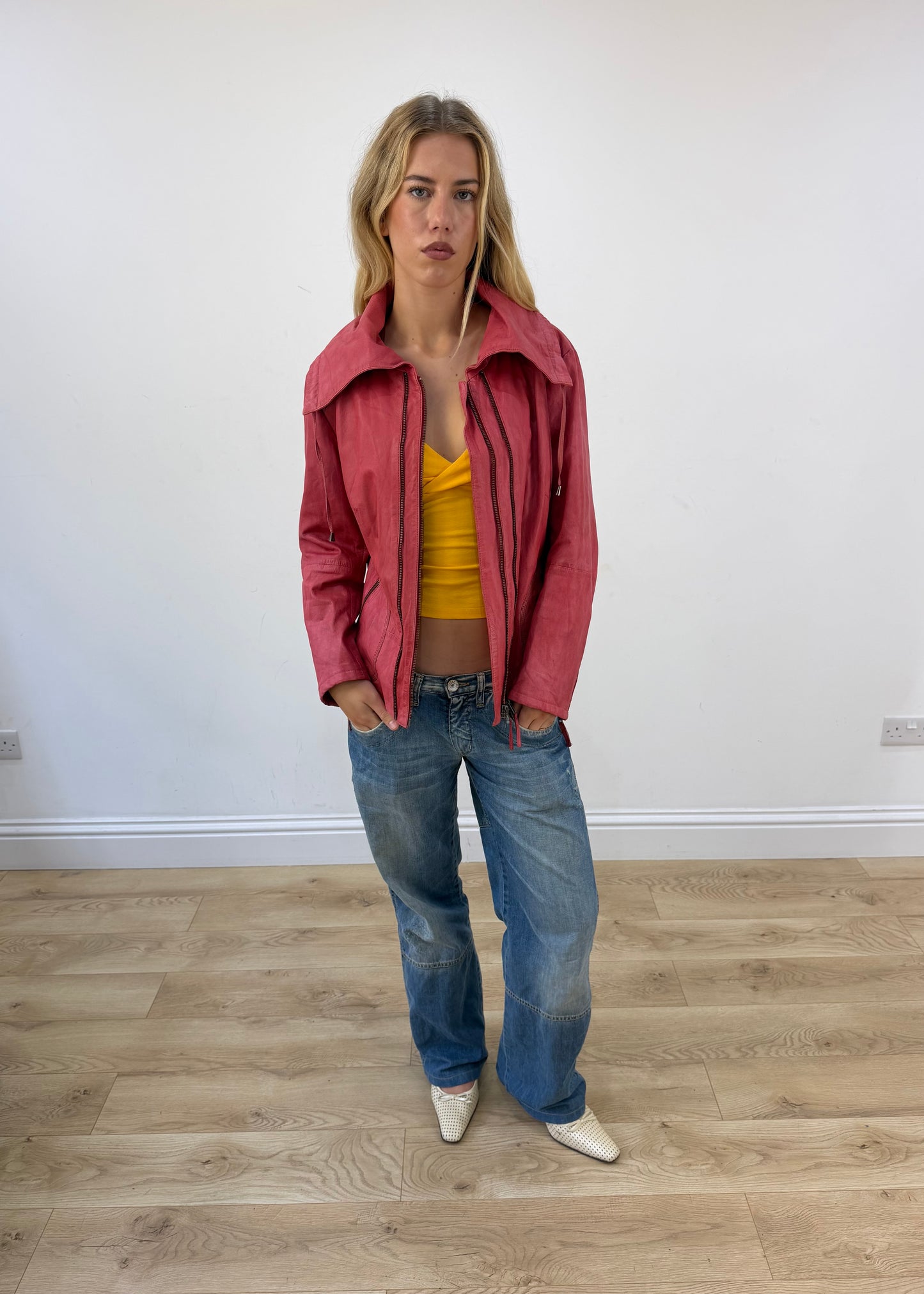 small/medium pink best connections double zip jacket image 4