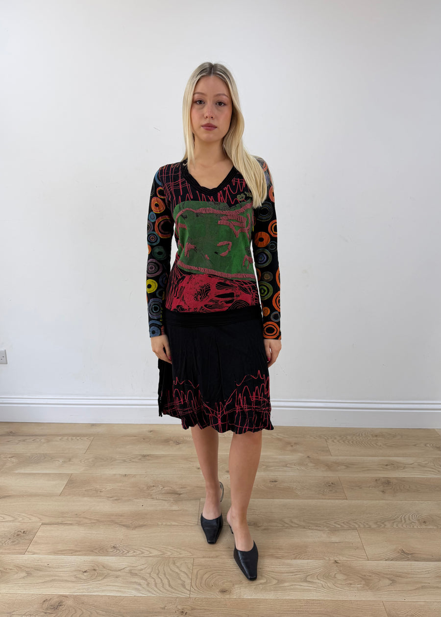 small black desigual midi dress full body front