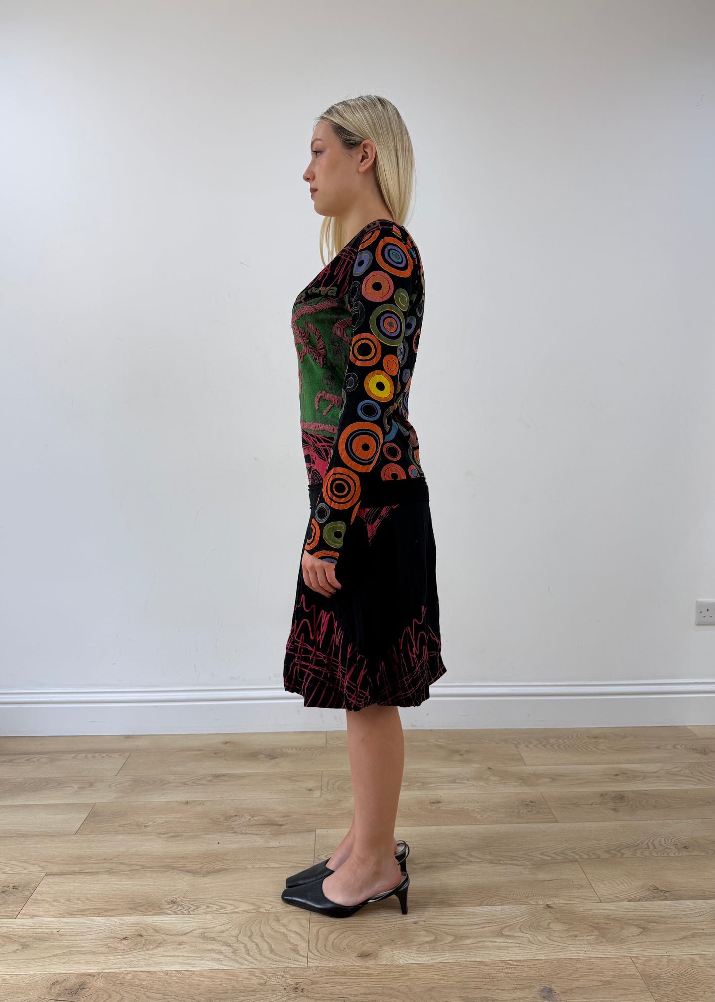 small black desigual midi dress side