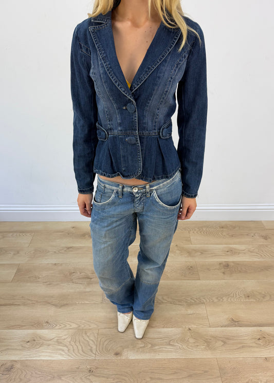 small blue bwla denim blazer jacket image 2