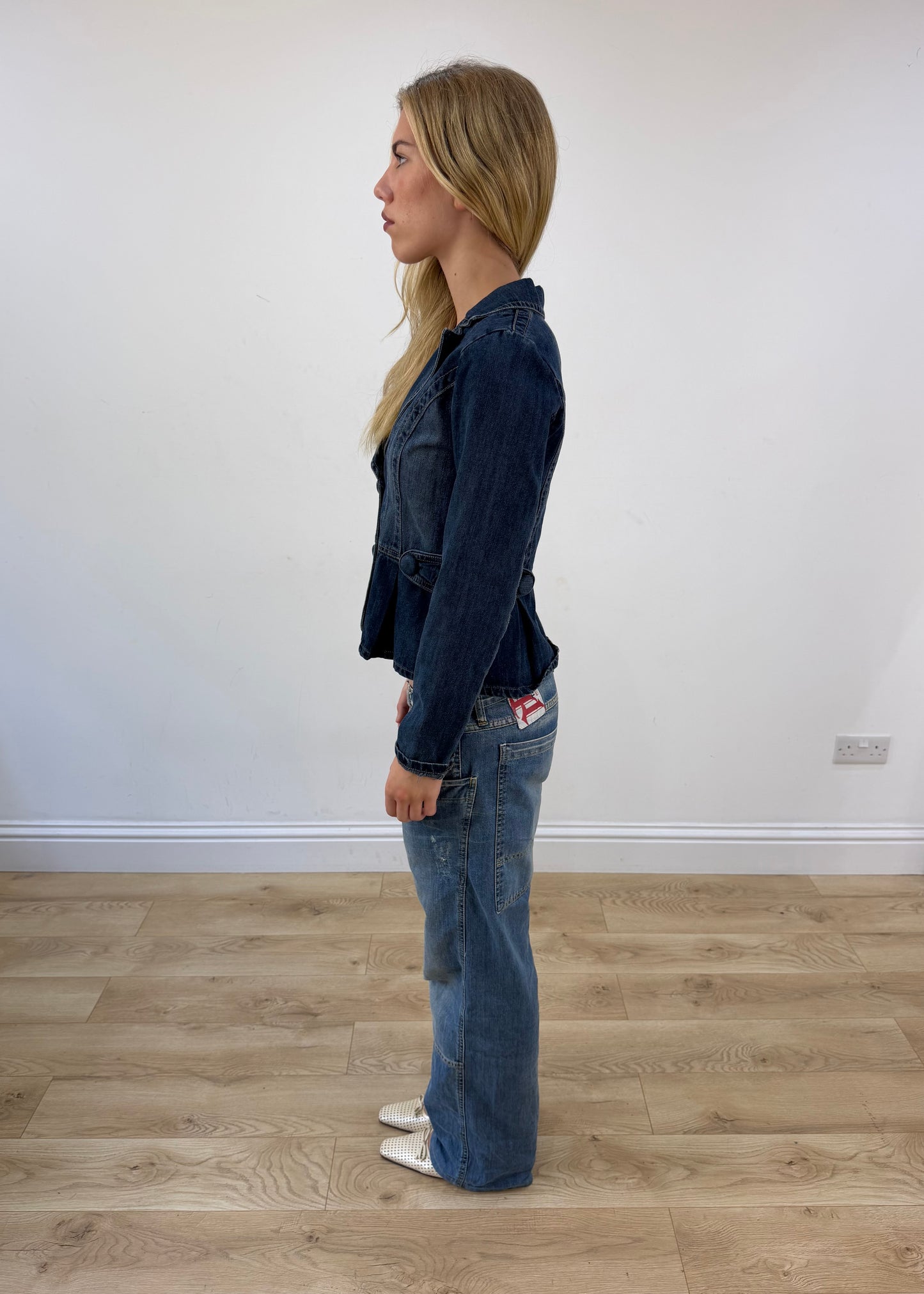 small blue bwla denim blazer jacket image 6