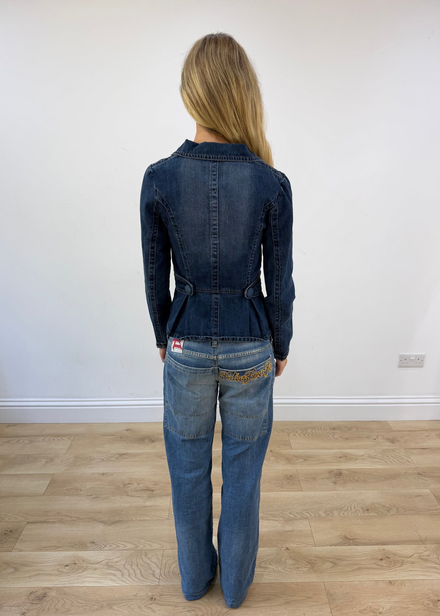 small blue bwla denim blazer jacket image 8