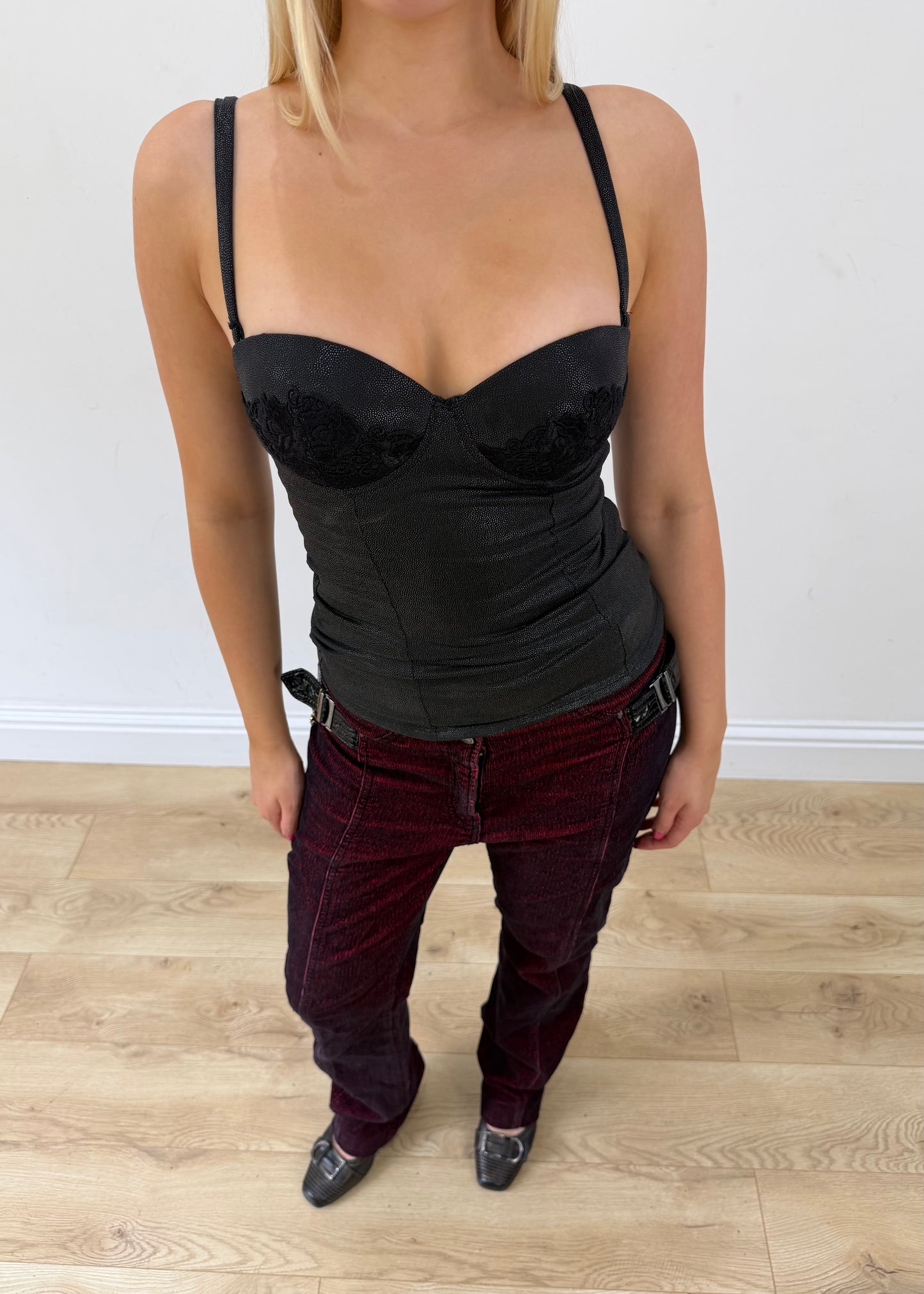 extra small black intimissimi corset top aesthetic headless