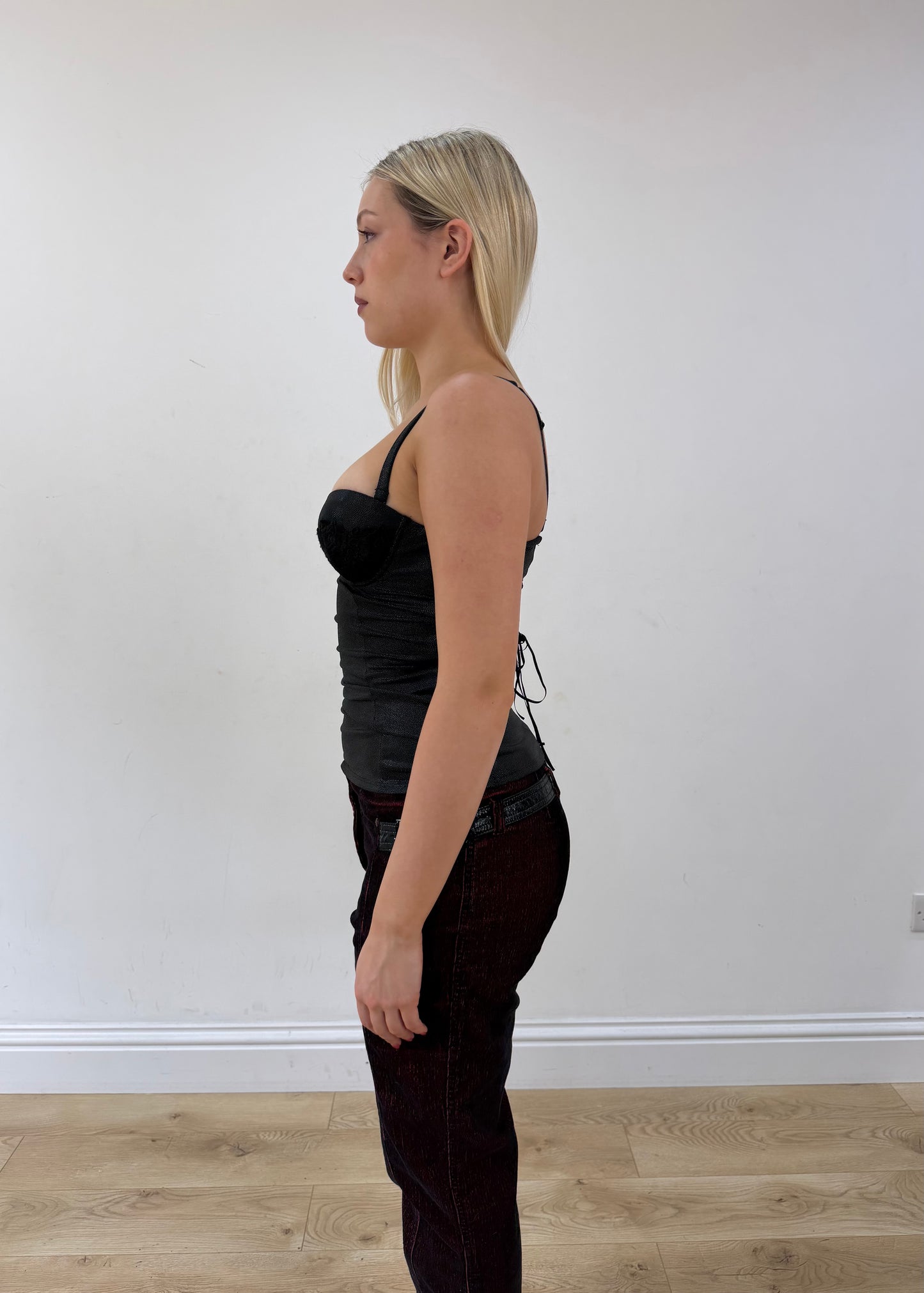 extra small black intimissimi corset top side