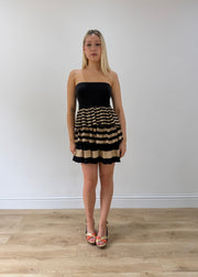 extra small black striped midi skirt full body front