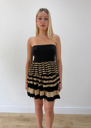 extra small black striped midi skirt zoomed front