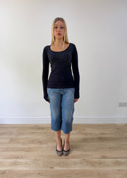 extra small blue guess long sleeve top full body front