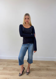 extra small blue guess long sleeve top posed