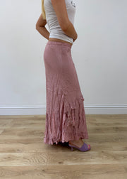 extra small pink asymmetric maxi skirt other side
