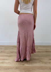 extra small pink asymmetric maxi skirt back