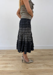 medium grey plaid midi skirt other side